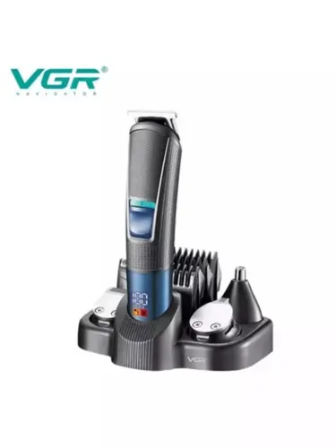 VGR  soch olish mashinkasi trimmeri, 10 tasi 1 da, professional, soch, soqol va burun uchun, LED