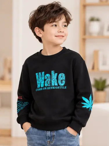 Bolalar uchun qora issiq svitshot, uzun yengli sweatshirt