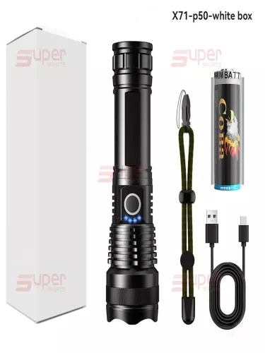 LED chiroq Chiroq Led Zoom P50, USB zaryadlash bilan, 300 m masofa