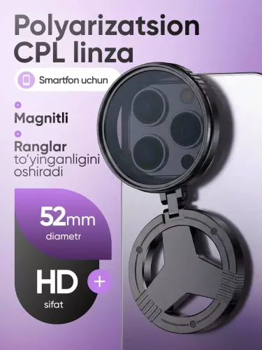 Telefonlar uchun polarizatsion CPL linza, kamera linzalari uchun filtr